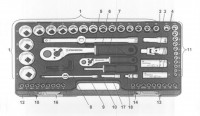 Proxxon 23286 65-piece Complete Set with 1/4\" and 1/2\" Baton Ratchets Spare Parts